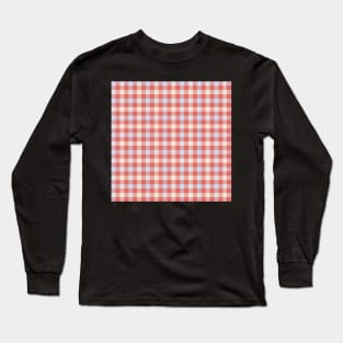Classic Gingham in tangerine red, pale blue and cream - timeless style Long Sleeve T-Shirt